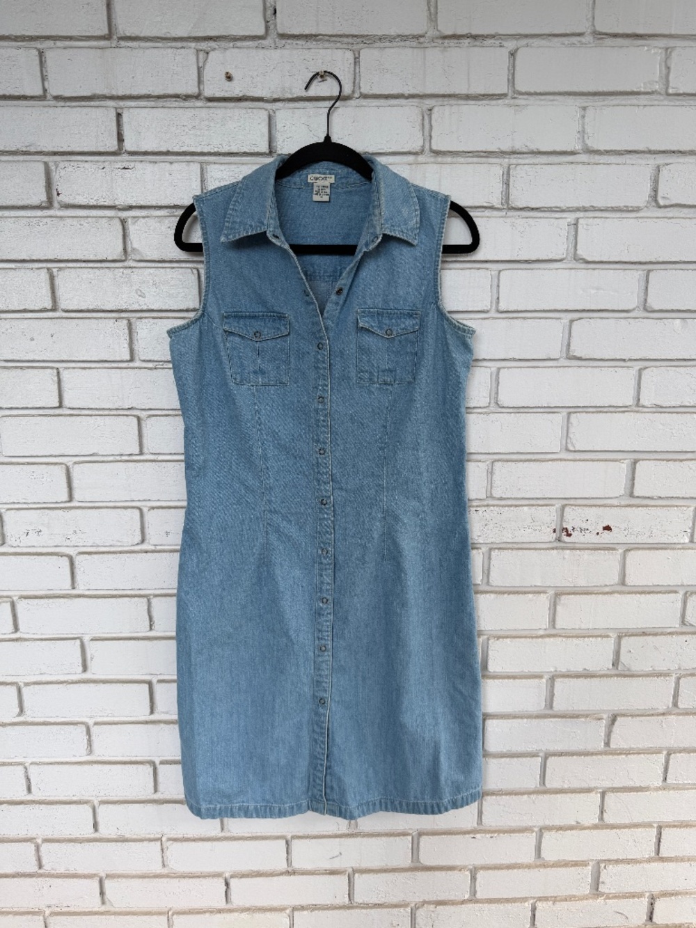Western Denim Button Front Midi Dress, Cherokee Belted Shirtdress (Sz M)
